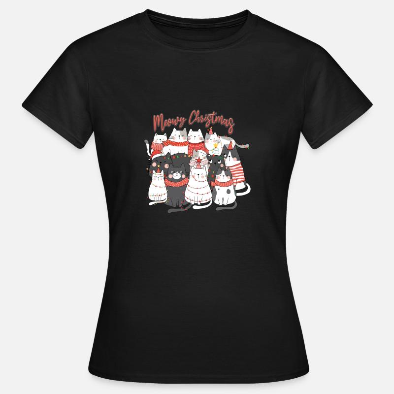 Collage de chats de Noël Meow - T-shirt Femme - noir