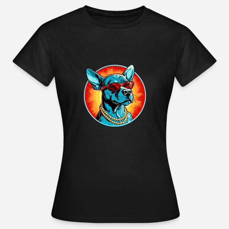 Blue dog with sunglasses - Women's T-Shirt - black