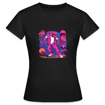 Pop Art Dino - T-shirt Femme - noir - Devant - AI Model Female 172 dark (172cm)