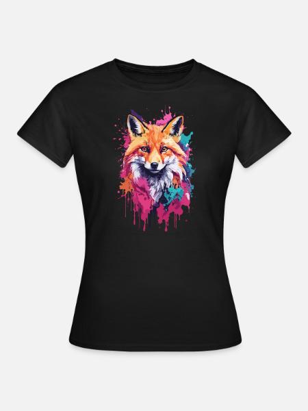 Fox Awesome Dog en diseño colorido y fresco - Camiseta mujer - negro