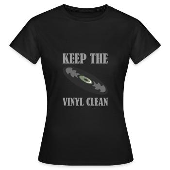 Record keep the vinyl clean - Women's T-Shirt - black - Front - AI Model Female 172 dark (172cm)
