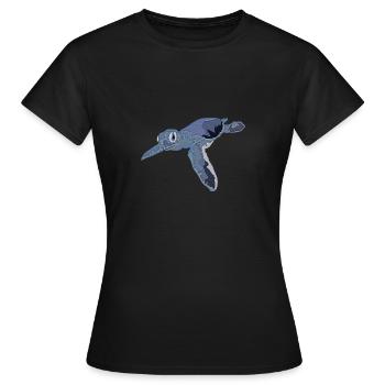 Tortue volant à travers la mer - T-shirt Femme - noir - Devant - AI Model Female 172 dark (172cm)