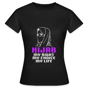 Foulard Hijab musulman - T-shirt Femme - noir - Devant - AI Model Female 172 dark (172cm)