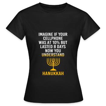 Hanoucca - T-shirt Femme - noir - Devant - AI Model Female 172 dark (172cm)