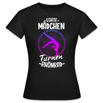 Echte Mädchen Turnen Rhönrad Gymnsatik Sport Turnf - Frauen T-Shirt - Schwarz - Vorne - AI Model Female 172 dark (172cm)