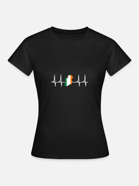Ireland Flag Heartbeat ECG Heartbeat Heartbeat - Women's T-Shirt - black