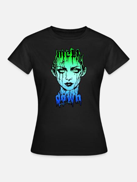 MELTDOWN: Zerfließendes Gesicht im Overload - Frauen T-Shirt - Schwarz