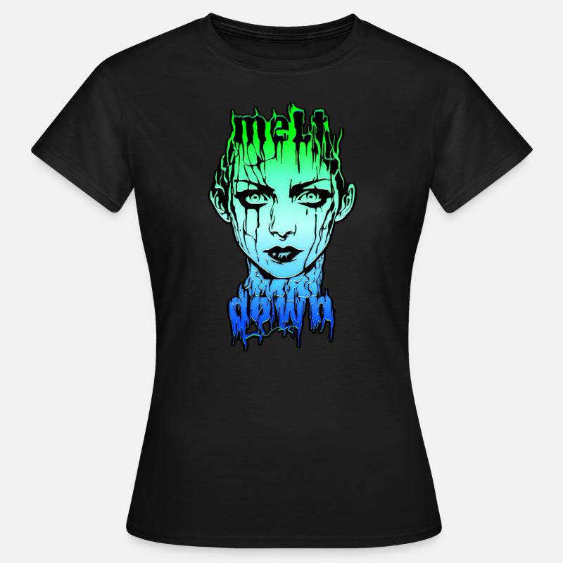 MELTDOWN: Zerfließendes Gesicht im Overload - Frauen T-Shirt - Schwarz