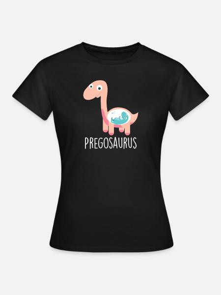 Pregosaurus Funny Dinosaur Pregnancy - Frauen T-Shirt - Schwarz