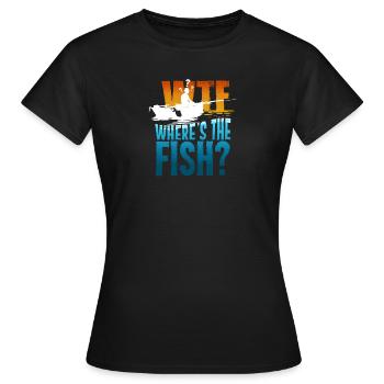 Gift with fishing offer | WTF? Where is The Fish - Women's T-Shirt - black - Front - AI Model Female 172 dark (172cm)