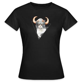 Viking Kitty Cat - Women's T-Shirt - black - Front - AI Model Female 172 dark (172cm)