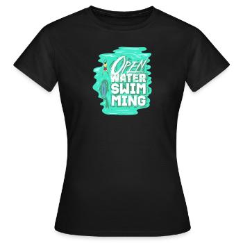 Open Water nage cadeau pour un nageur - T-shirt Femme - noir - Devant - AI Model Female 172 dark (172cm)