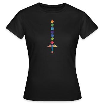 Polyhedral Dice Sword Fantasy Role-Playing Game - T-shirt Femme - noir - Devant - AI Model Female 172 dark (172cm)