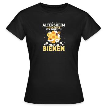 Altersheim kann warten ich muss zu meinen Bienen - Frauen T-Shirt - Schwarz - Vorne - AI Model Female 172 dark (172cm)