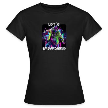 Man dances breakdancing on the street in - Women's T-Shirt - black - Front - AI Model Female 172 dark (172cm)
