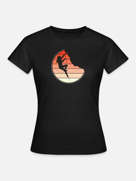 Rotsklimmen, meisje op een koord - Vrouwen T-shirt - zwart
