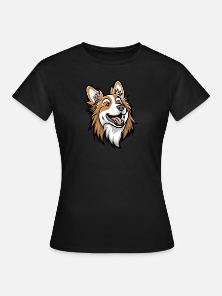 Islandhund | Icelandic Sheepdog | Cartoon Artwork - Dame-T-shirt - sort
