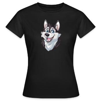 Husky de Sibérie | Illustration de dessin animé - T-shirt Femme - noir - Devant - AI Model Female 172 dark (172cm)