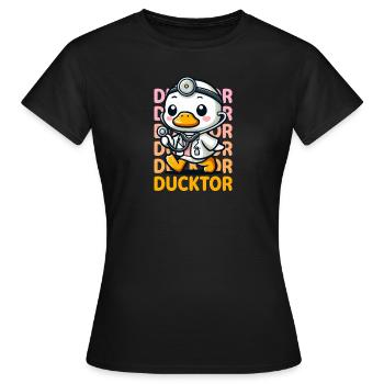 Ducktor - Lustiger Entendoktor - Frauen T-Shirt - Schwarz - Vorne - AI Model Female 172 dark (172cm)