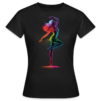 Danseuse colorée sur la pointe des pieds - T-shirt Femme - noir - Devant - AI Model Female 172 dark (172cm)