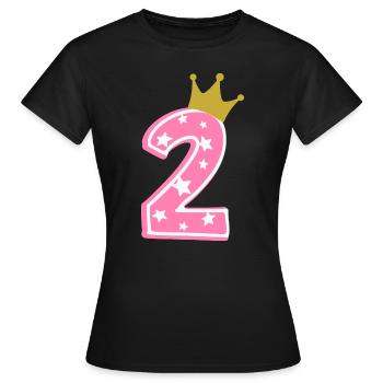 2 Krone 2. Geburtstag 2 Jahre - Frauen T-Shirt - Schwarz - Vorne - AI Model Female 172 dark (172cm)