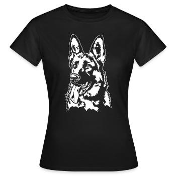 Deutscher Schäferhund Hunde Portrait Hund Wilsigns - Frauen T-Shirt - Schwarz - Vorne - AI Model Female 172 dark (172cm)