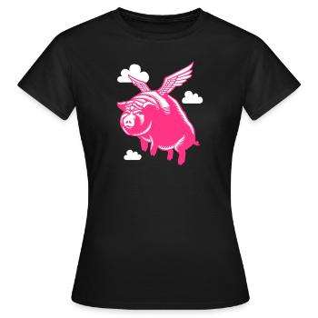 Flying Pig - Frauen T-Shirt - Schwarz - Vorne - AI Model Female 172 dark (172cm)