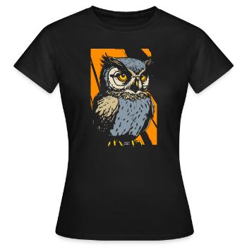 Owls Artsy Animal Wildlife Forest Animal - Women's T-Shirt - black - Front - AI Model Female 172 dark (172cm)