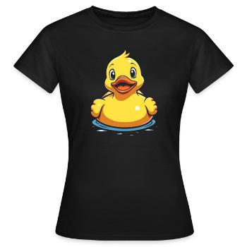 Ente Quietscheente Badeente gelb Wasser schwimmen - Frauen T-Shirt - Schwarz - Vorne - AI Model Female 172 dark (172cm)