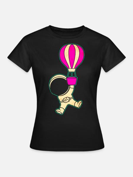 Astronaut Heißluftballon Raumfahrer - Frauen T-Shirt - Schwarz
