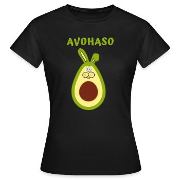 Avocado Lachalarm Cartoonaufdruck - Frauen T-Shirt - Schwarz - Vorne - AI Model Female 172 dark (172cm)