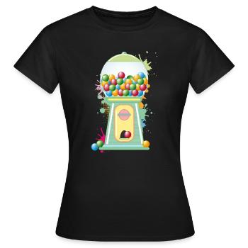 nostalgischer Retro Kaugummi Automat-Graffiti Stil - Frauen T-Shirt - Schwarz - Vorne - AI Model Female 172 dark (172cm)