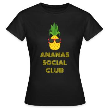 ANANAS SOCIAL CLUB plage vacances à la mer été - T-shirt Femme - noir - Devant - AI Model Female 172 dark (172cm)