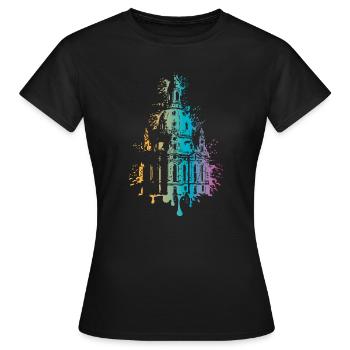 Dresden Farbexplosion Frauenkirche Souvenir Logo - Frauen T-Shirt - Schwarz - Vorne - AI Model Female 172 dark (172cm)