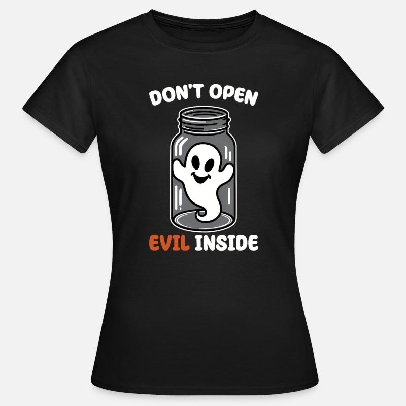 Don't open it – evil in it! Funny ghost design - Women's T-Shirt - black