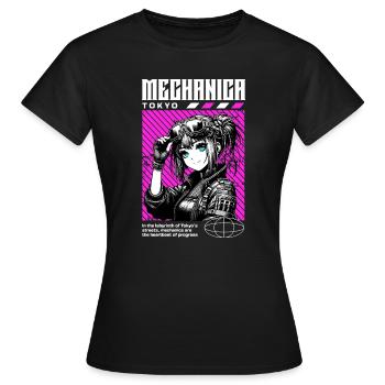 Mechanica Tokyo – Cyberpunk Anime Design - Frauen T-Shirt - Schwarz - Vorne - AI Model Female 172 dark (172cm)