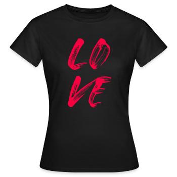 Love Love Amore Handwriting Lipstick Wedding - Women's T-Shirt - black - Front - AI Model Female 172 dark (172cm)