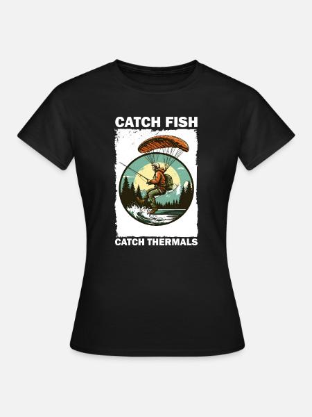 Abenteuerlicher Angler mit Klimmbrett - Frauen T-Shirt - Schwarz