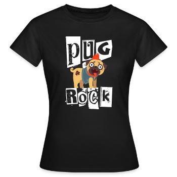 Pug Rock Punkiger Mops Hund Irokese Punkrock Punk - Frauen T-Shirt - Schwarz - Vorne - AI Model Female 172 dark (172cm)