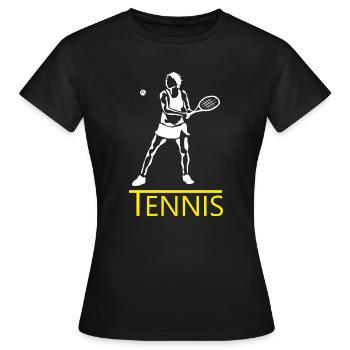 Tennis Silhouette Accent Jaune - T-shirt Femme - noir - Devant - AI Model Female 172 dark (172cm)