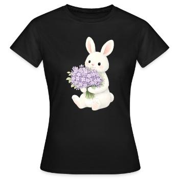 Lapin avec illustration lilas - T-shirt Femme - noir - Devant - AI Model Female 172 dark (172cm)
