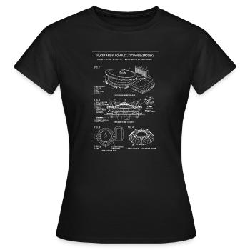 Spodek Saucers Arena Blueprint Katowice - Frauen T-Shirt - Schwarz - Vorne - AI Model Female 172 dark (172cm)