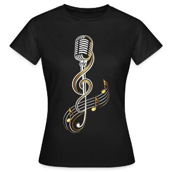Microphone vintage avec clé de sol – Musique - T-shirt Femme - noir - Devant - AI Model Female 172 dark (172cm)