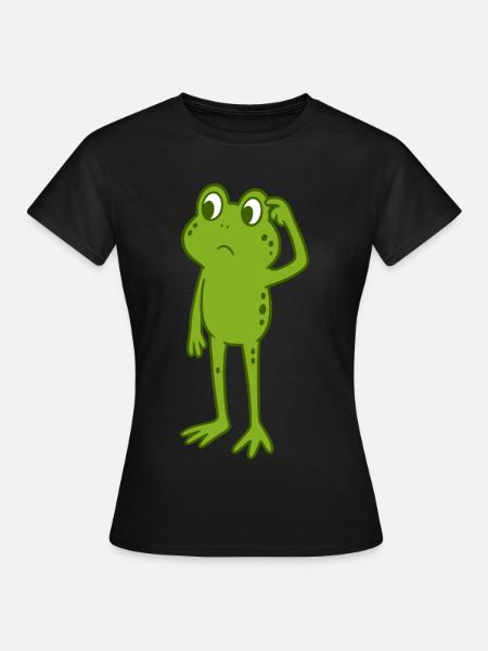 Frosch kratzt sich am Kopf - Frauen T-Shirt - Schwarz