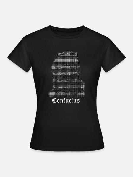 Konfuzius-Halbtonporträt - Frauen T-Shirt - Schwarz
