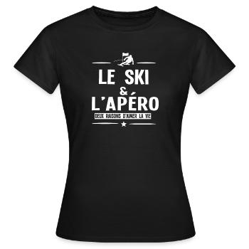 Ski und Aperitif - Frauen T-Shirt - Schwarz - Vorne - AI Model Female 172 dark (172cm)