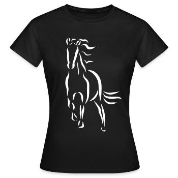 dessin de jument étalon cheval au galop - T-shirt Femme - noir - Devant - AI Model Female 172 dark (172cm)