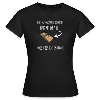 nous n'avons pas de sonnette - T-shirt Femme - noir - Devant - AI Model Female 172 dark (172cm)