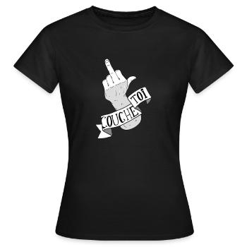 Traduction approximative #7 - T-shirt Femme - noir - Devant - AI Model Female 172 dark (172cm)