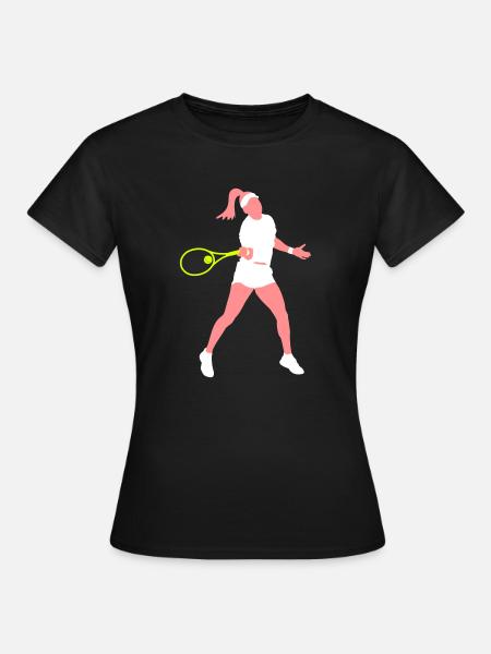 Tennisspielerin, die Ball 3 Farben schlägt - Frauen T-Shirt - Schwarz